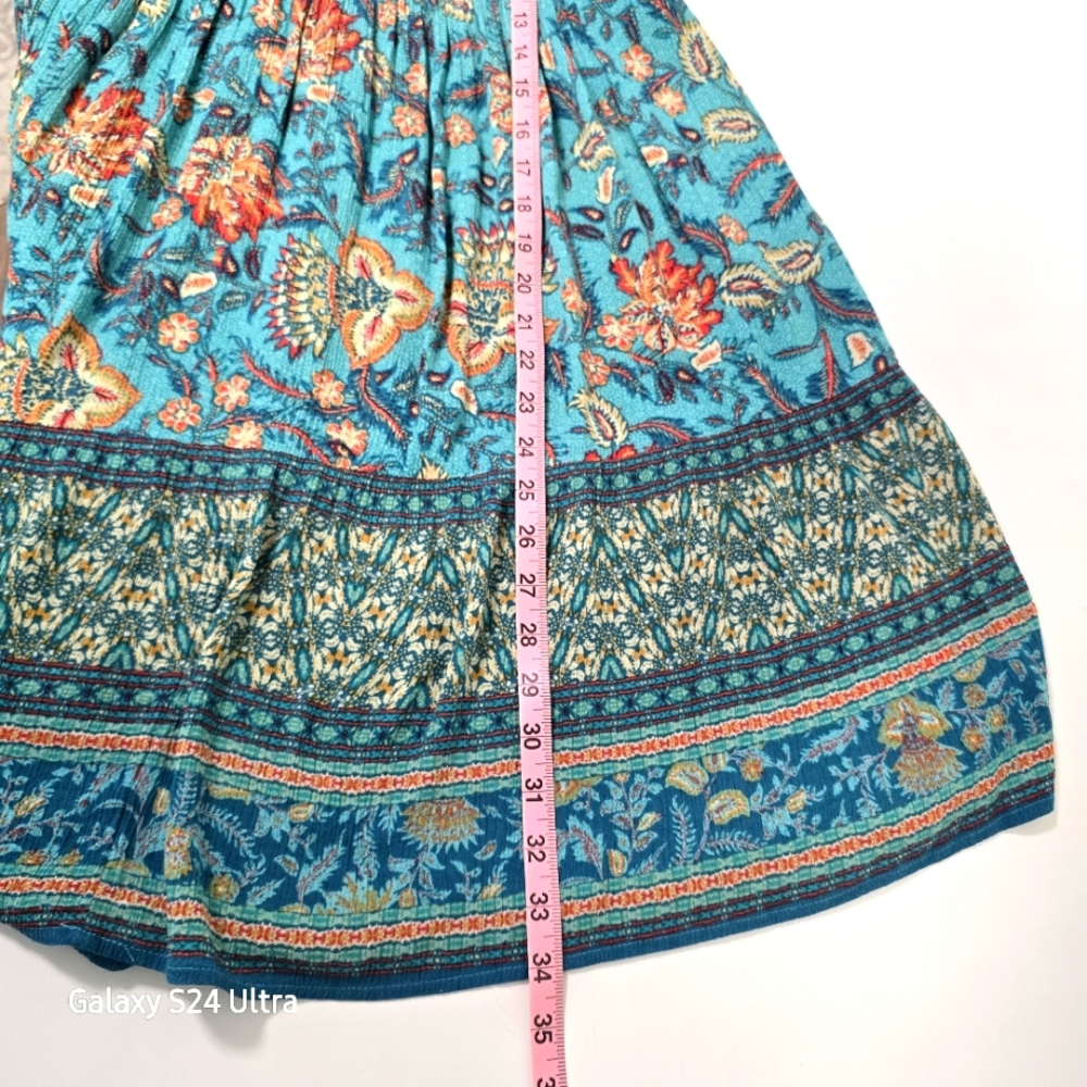 2/$30 Y2K Babydoll Floral Teal Summer‎ Mini Dress Coquette Festival Boho Size XS - Picture 6 of 8